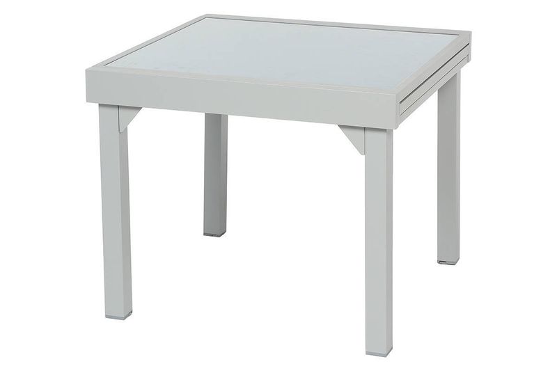 TABLE EXTENSIBLE PIAZZA VERRE GRIS SILVER MAT