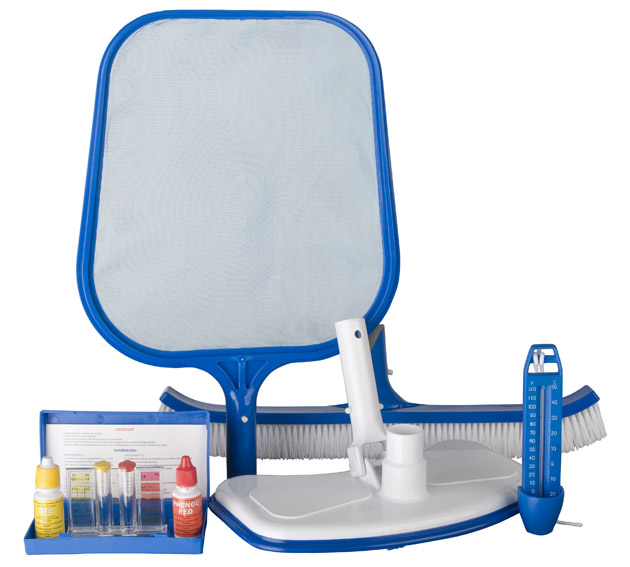 Kit D'Entretien Piscine WERKA PRO Complet - Aspirateur, Brosse, Manche Télescopique, Épuisette Et Thermomètre